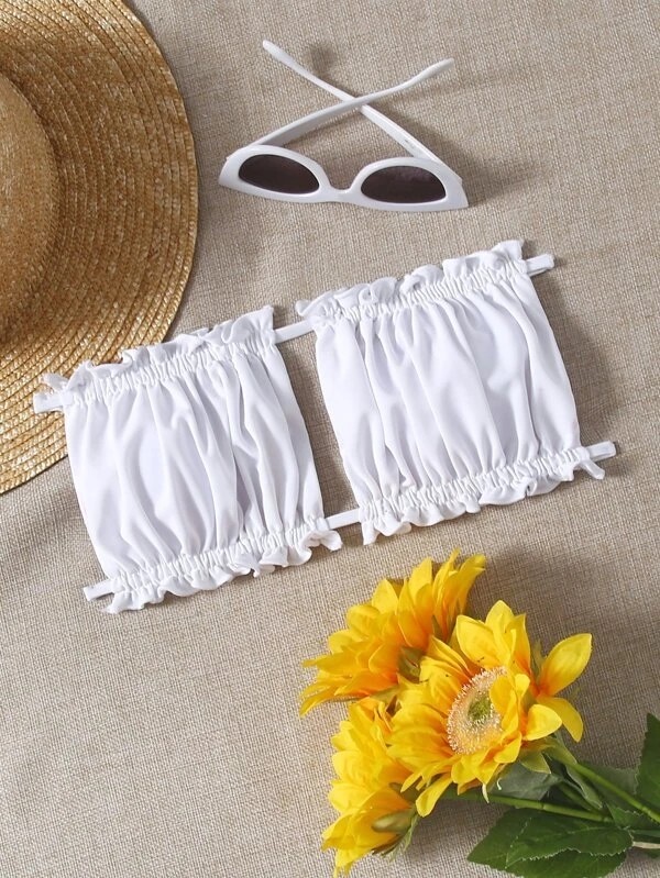 SUTIEN PLAJA RUCHED FRILL WHITE